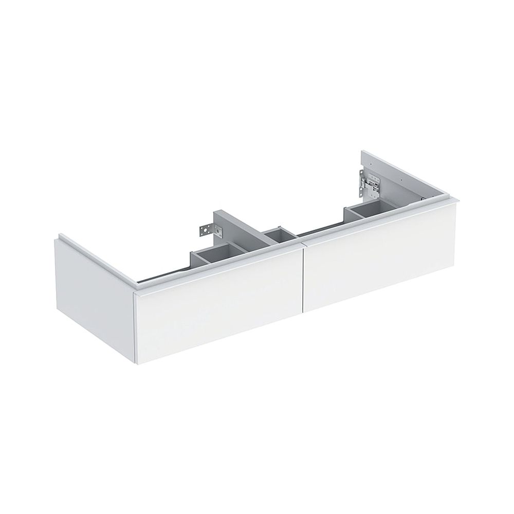 Geberit iCon Meuble sous vasque double pour double vasque, 2 tiroirs 120x24,7 cm, Blanc mat/pulvérisé mat
