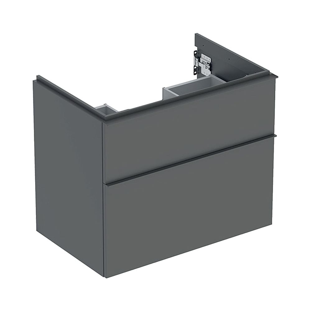 Geberit iCon Meuble sous vasque pour lavabo, 2 tiroirs, lavabo 75 cm, lave mat/lavé poudre mat