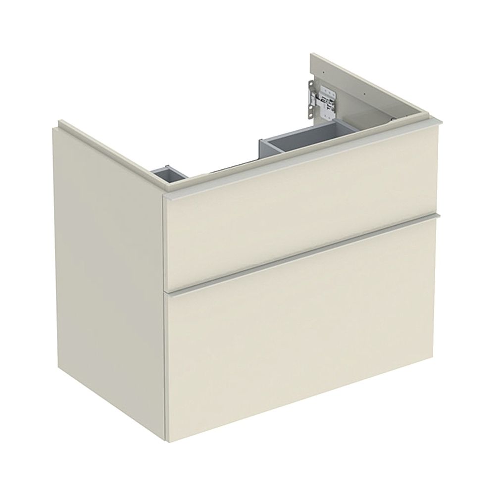 Geberit iCon Meuble sous vasque pour lavabo 2 tiroirs, lavabo 75 cm Gris sable laqué haut brillant/Gris sable poudre mat