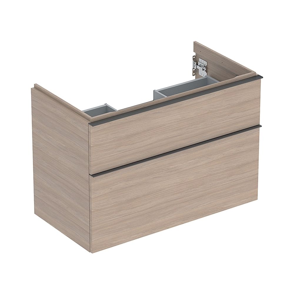 Geberit iCon Meuble sous vasque pour lavabo, 2 tiroirs Lavabo 90 cm, Chêne, Structure bois mélaminé/Lave pulvérisé mat
