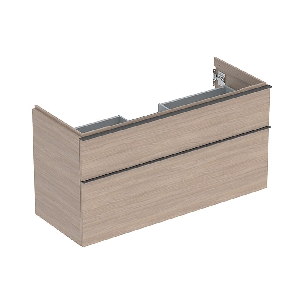 Geberit iCon meuble sous vasque pour lavabo, 2 tiroirs, lavabo 120 cm, chêne structure mélaminée/Lave mat pulvérisé