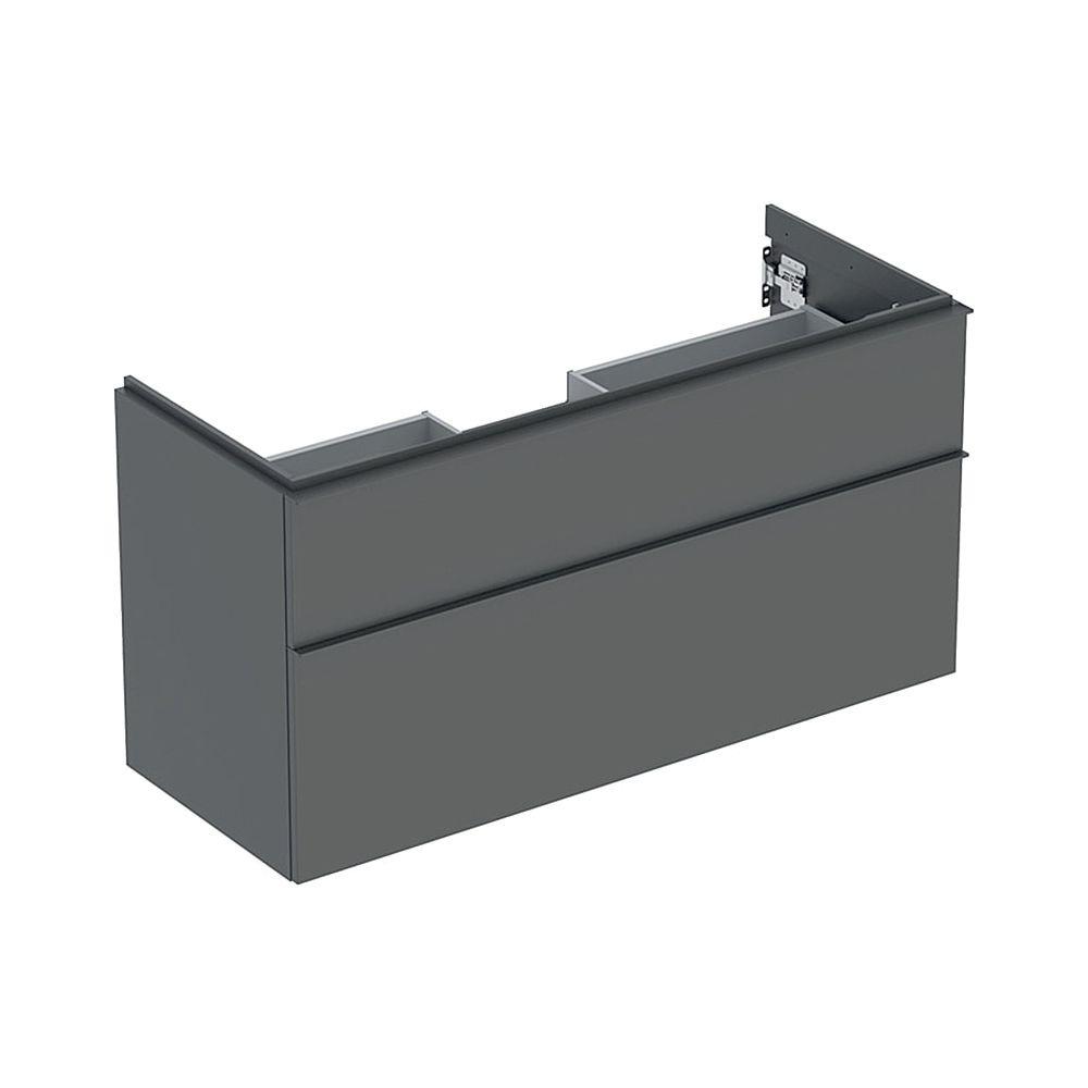 Geberit iCon Meuble sous vasque pour lavabo, 2 tiroirs, largeur de vasque 120 cm, lave laqué mat/Lave pulvérisé mat