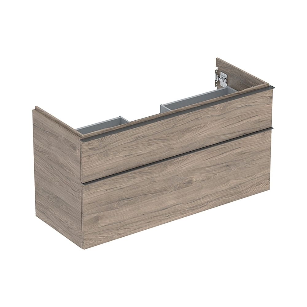 Geberit iCon meuble sous vasque pour lavabo 2 tiroirs, lavabo 120 cm, Nussbaum hickory mélaminé bois/structure lave mat
