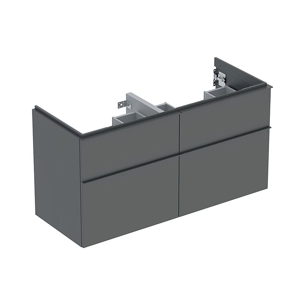 Geberit iCon Meuble sous vasque pour double vasque, 4 tiroirs 120x61,5 cm, laqué Lava mat/Lava laqué mat