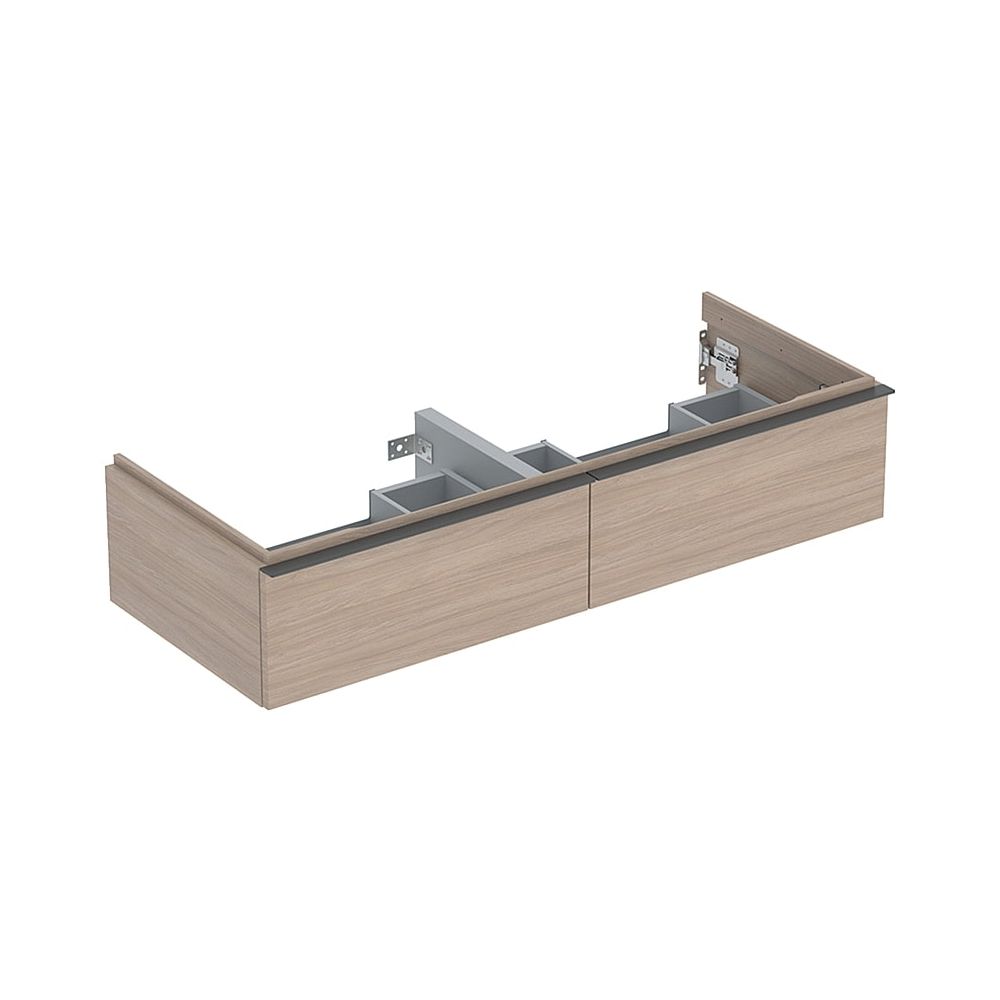 Geberit iCon meuble sous vasque pour double lavabo, 2 tiroirs 120x24,7 cm, structure bois chêne mélaminé / lave lavé mat pulvérisé