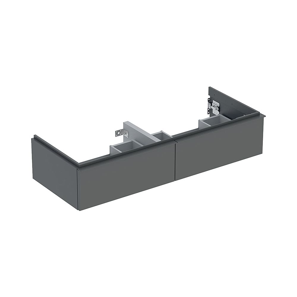 Geberit iCon Meuble sous vasque double pour double vasque, 2 tiroirs 120x24,7 cm, Lava mat/poudre mat