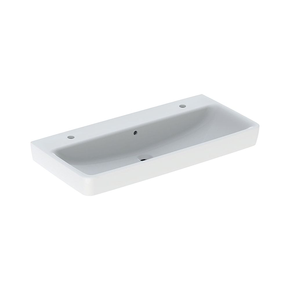 Geberit Renova Plan vasque à poser, largeur 100 cm, profondeur 48 cm, trou de robinetterie à gauche et à droite, trop-plein visible, blanc/KeraTect