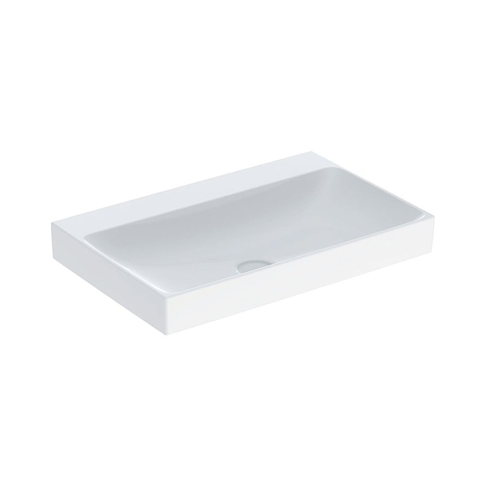 Geberit ONE Lavabo, évacuation verticale, largeur 75 cm, profondeur 48 cm, sans trou de robinet, sans trop-plein, Blanc/KeraTect