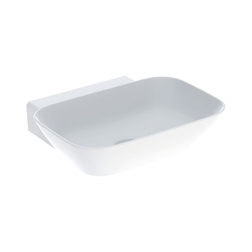 Geberit ONE plan de toilette à poser en forme de coque, évacuation verticale, largeur 50 cm, profondeur 42,5 cm, sans trou de robinetterie, sans trop-plein, blanc/KeraTect