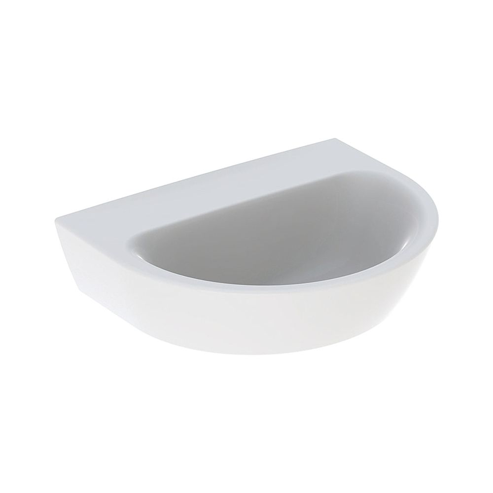 Petit lavabo Geberit Renova avec trop-plein asymétrique, 45x17,3x36 cm, sans trou de robinet, sans trop-plein, blanc/KeraTect
