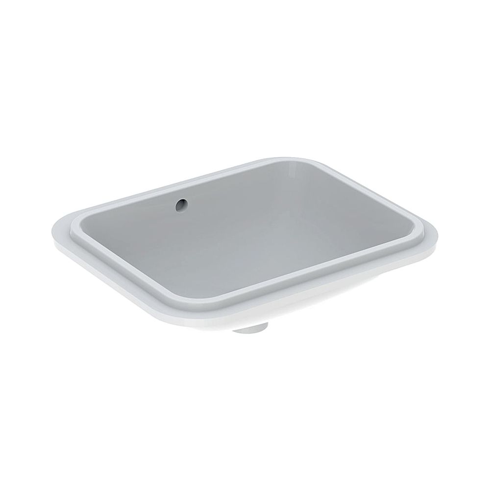 Lavabo encastré Geberit VariForm, rectangulaire Largeur 53 cm, Profondeur 44 cm, sans trou de robinetterie, avec trop-plein, KeraTect, Blanc