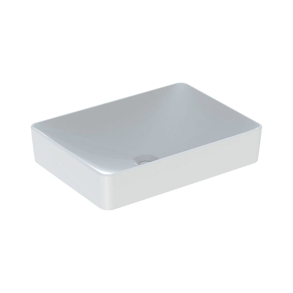 Lave-mains rectangulaire Geberit VariForm, largeur 55 cm, profondeur 40 cm, sans trou de robinet, sans trop-plein, Blanc/KeraTect