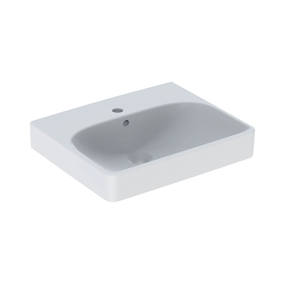 Geberit Smyle Square Lavabo à main, 50x16x41 cm, trou de robinet central, trop-plein visible, blanc/KeraTect