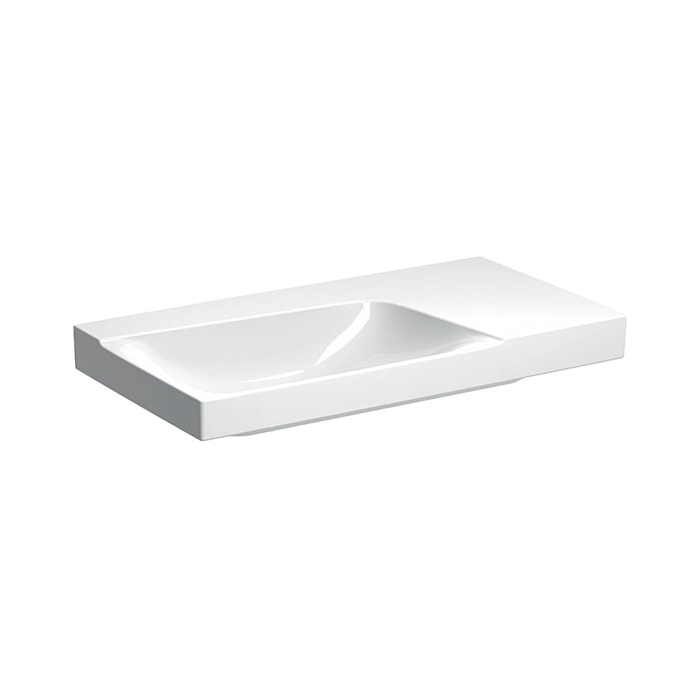Lavabo Geberit Xeno2, plan de pose à droite, largeur 90 cm, profondeur 48 cm, sans trou de robinet, sans trop-plein, blanc/KeraTect