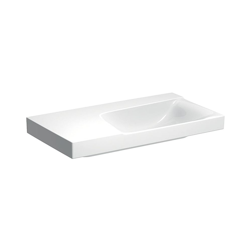 Lavabo Geberit Xeno2 avec surface de pose à gauche, largeur 90 cm, profondeur 48 cm, sans trou de robinet, sans trop-plein, blanc/KeraTect