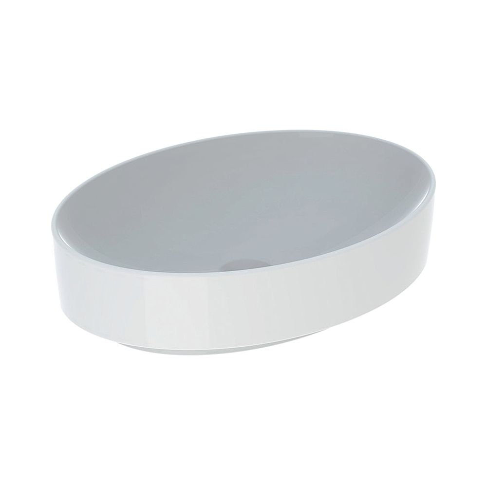 Lavabo d'angle Geberit VariForm, ovale, largeur 55 cm, profondeur 40 cm, sans trou de robinetterie, sans débord, blanc