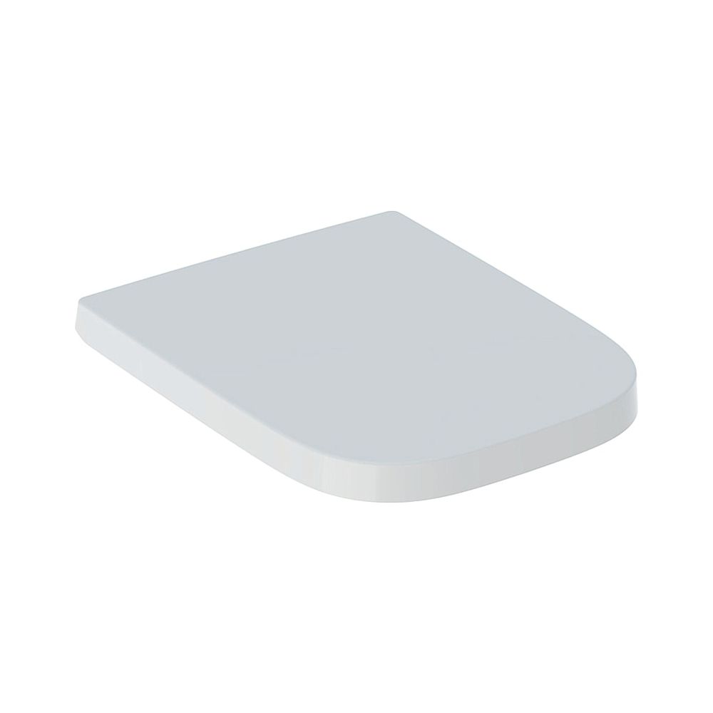 Siège WC Geberit Renova Plan design anguleux Quick-Release, pour WC forme partiellement fermée, Blanc