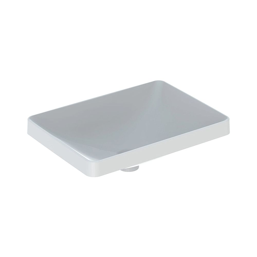 Lavabo encastrable Geberit VariForm rectangulaire, largeur 55 cm, profondeur 40 cm, sans trou de robinetterie, sans trop-plein, émaillé