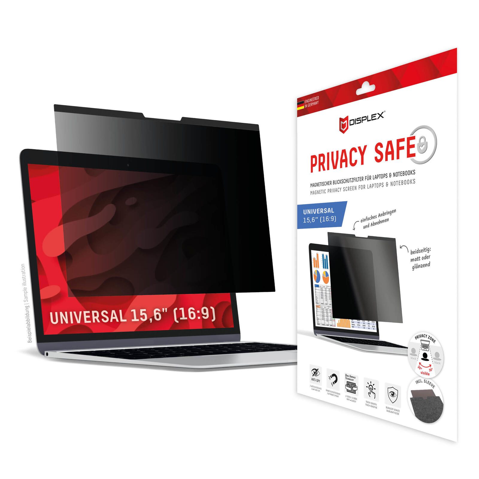 Filtre de confidentialité DISPLEX Privacy Safe pour ordinateurs portables 15,6" (16:9)
