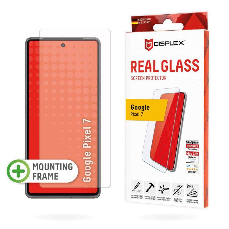 Verre de protection DISPLEX (10H, 2D) pour Google Pixel 7, cadre de montage éco-responsable, résistant aux rayures