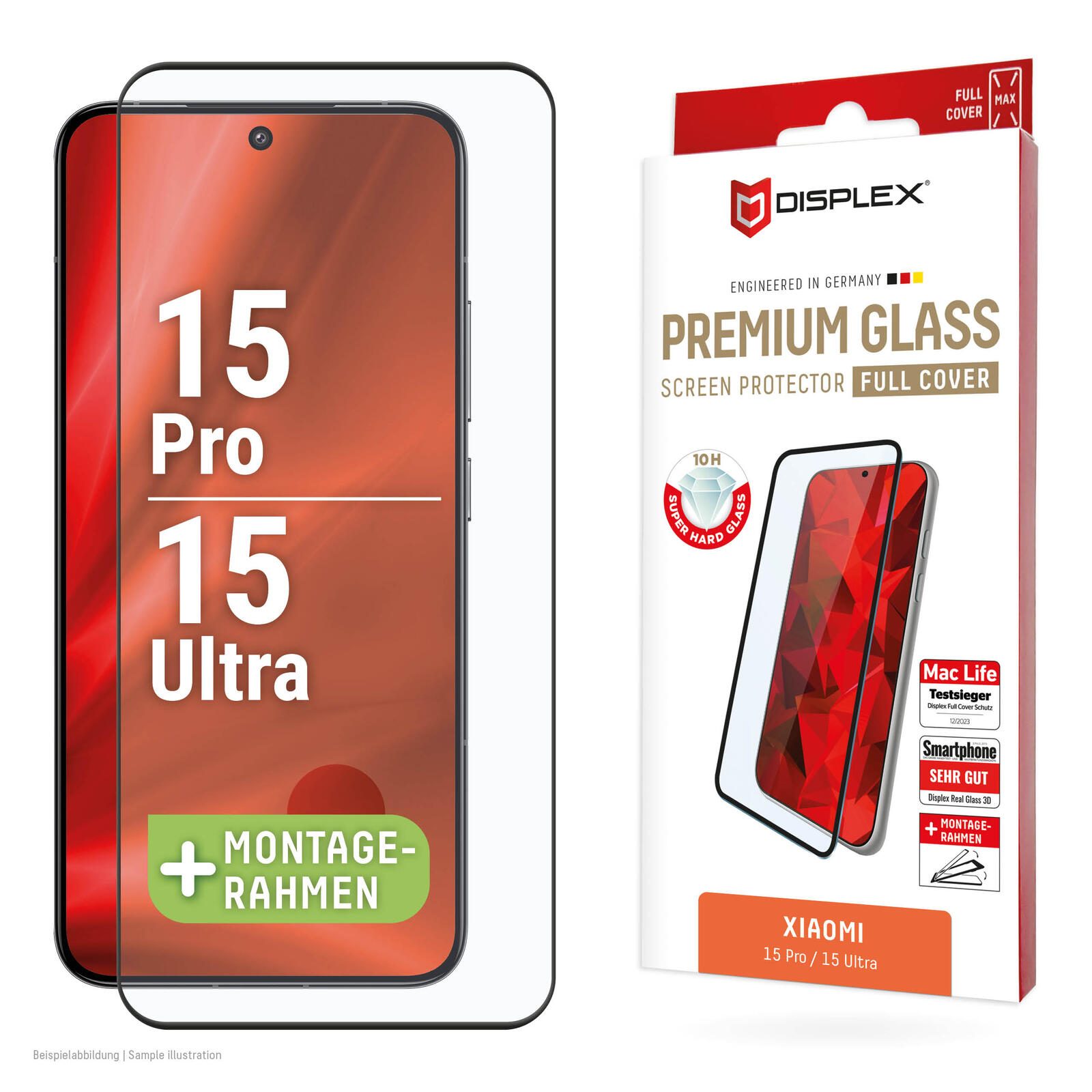 Protection d'écran premium en verre (Full Cover) pour Xiaomi 15 Pro/15 Ultra - Cadre de montage Eco