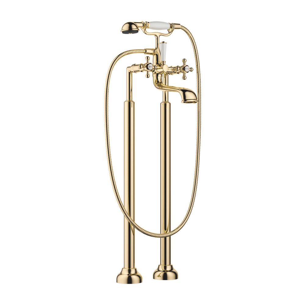Robinetterie de baignoire à 2 trous Dornbracht Madison pour installation libre avec garniture de douchette, portée 245 mm, laiton (or 23 carats)