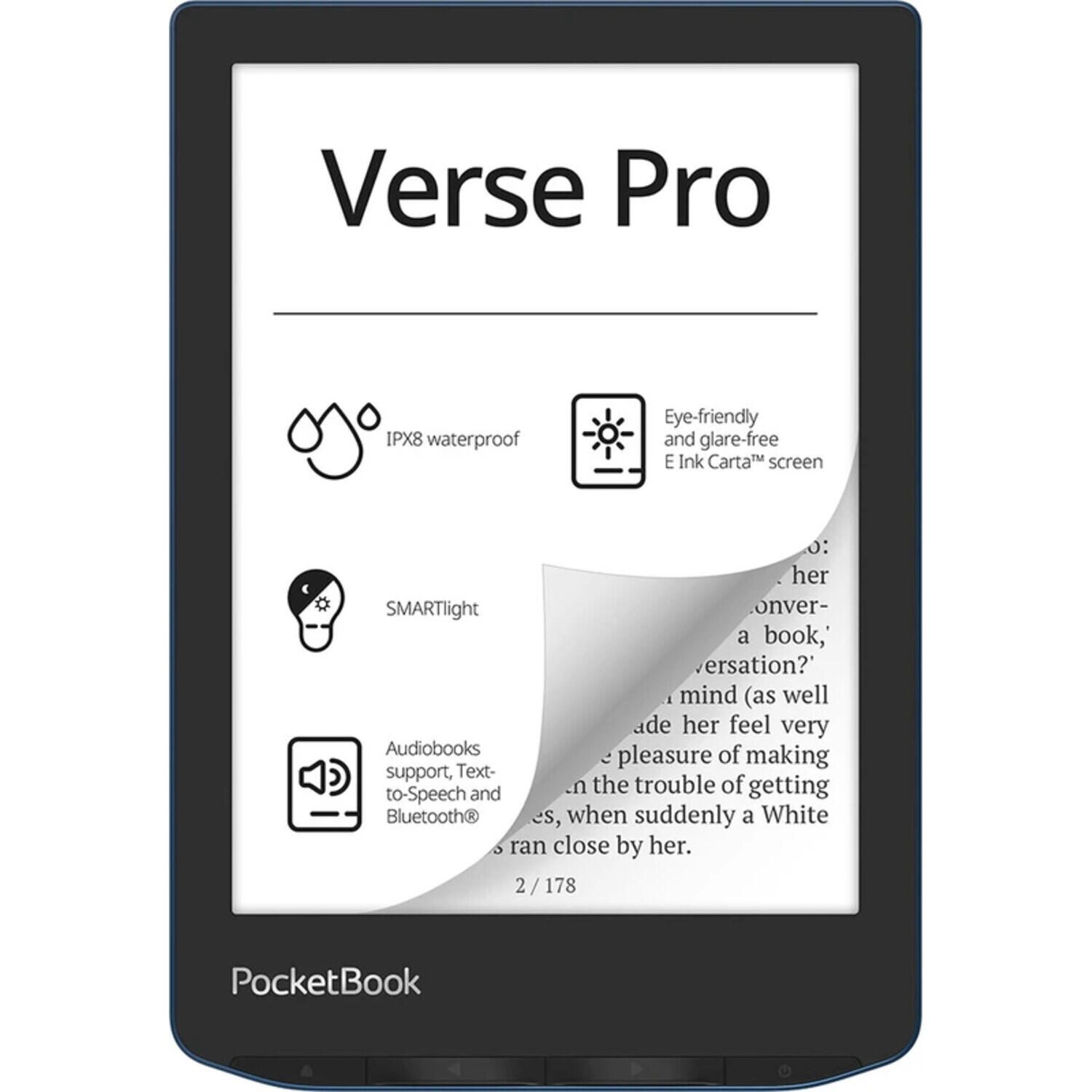 Liseuse PocketBook Verse Pro - Azure 6" (15,24 cm) E-Ink Carta™ (1072 x 1448), 16 Go de mémoire interne, 512 Mo