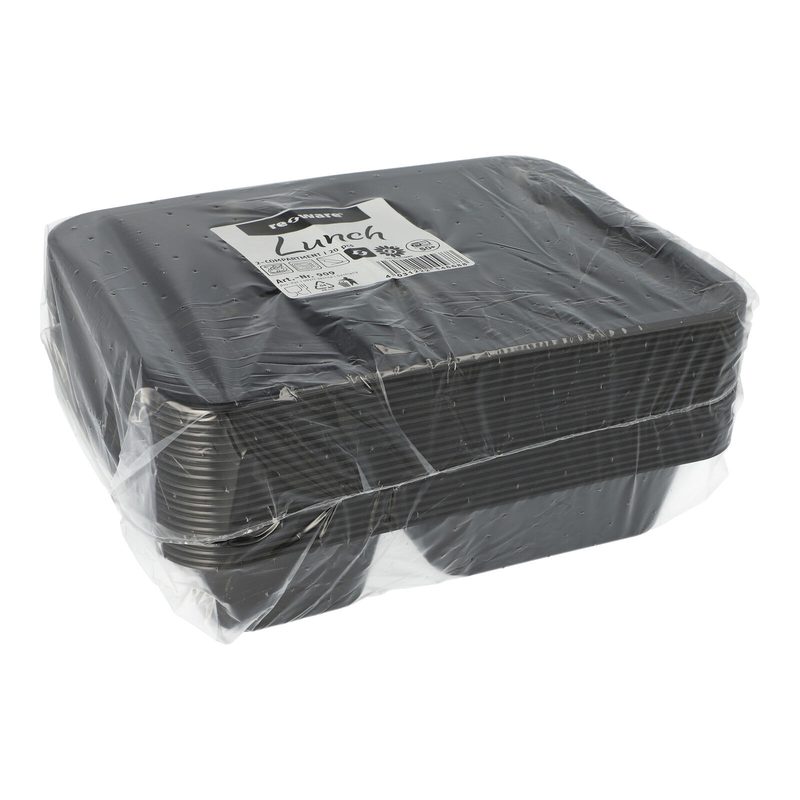 Bacs repas réutilisables PAPSTAR noirs 1 boîte = 20 pièces — lot de 20 pièces