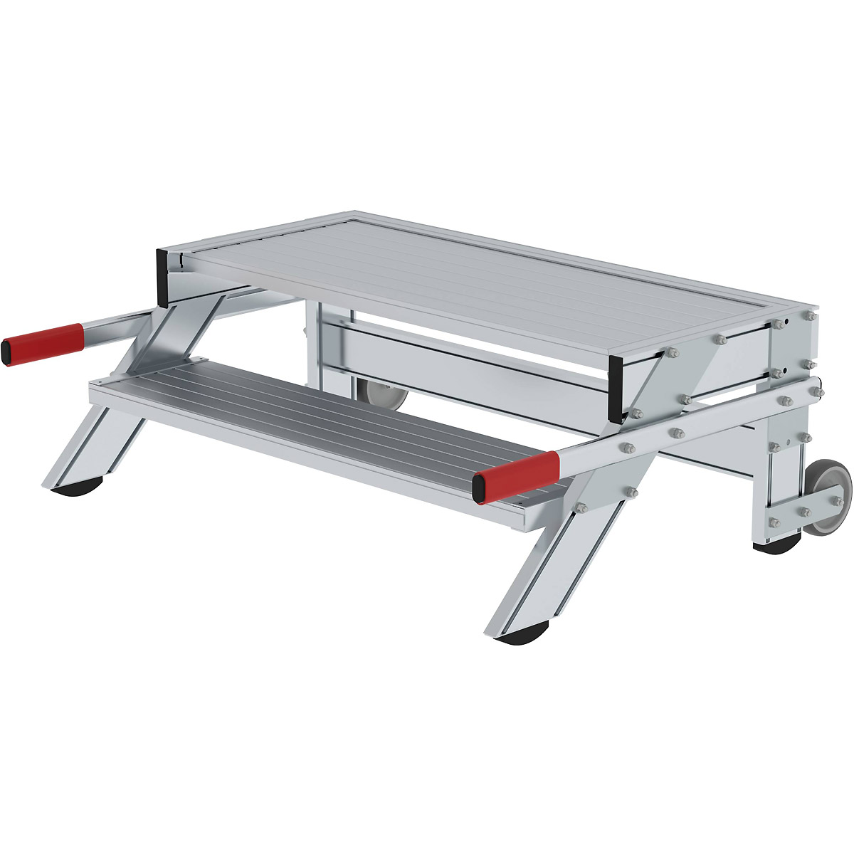 Munk plateforme de travail mobile, largeur des marches 1000 mm, aluminium strié