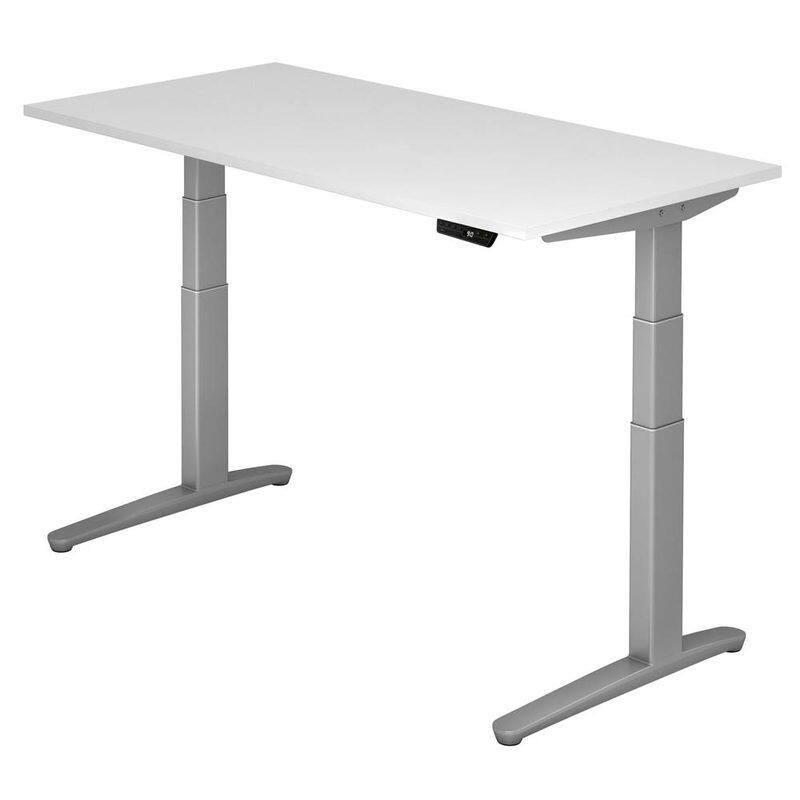 Bureau électrique réglable en hauteur HAMMERBACHER VXBHM16/W/SS 65,0 - 130,0 cm - électrique blanc / argent