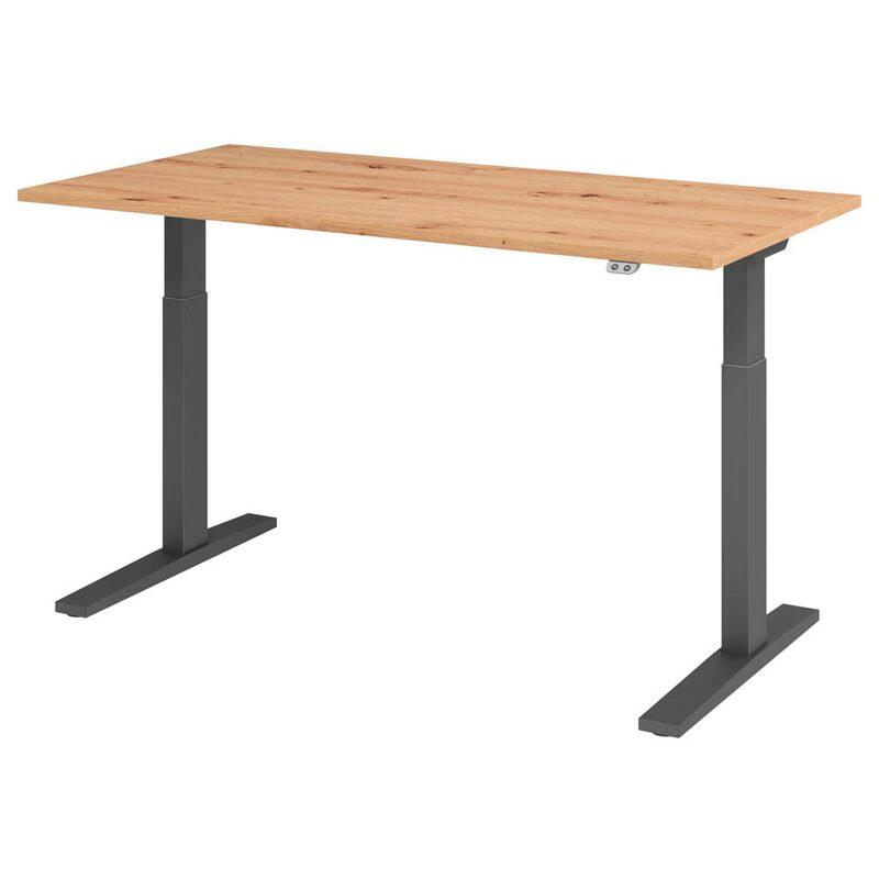 Table électrique réglable en hauteur HAMMERBACHER VXMKA16/R/G 70,0 - 120,0 cm - chêne clair / graphite