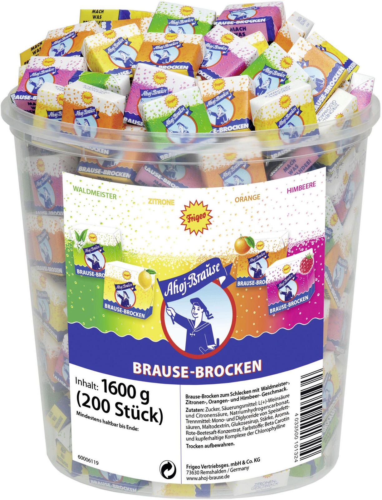 Ahoj-Brause BONBONS À SUCKER BRAUSE-BROCKEN 1 boîte = 200 pièces — lot de 200 pièces