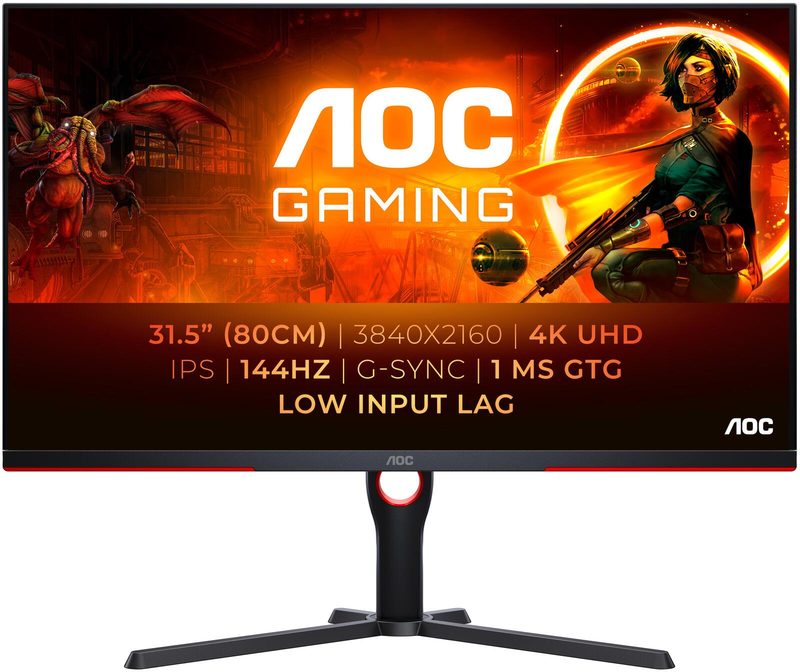 Écran gaming AOC U32G3X/BK 80 cm (31,5 pouces) UHD, IPS, 1 ms, HDMI, DisplayPort, G-Sync, 144 Hz, PbP
