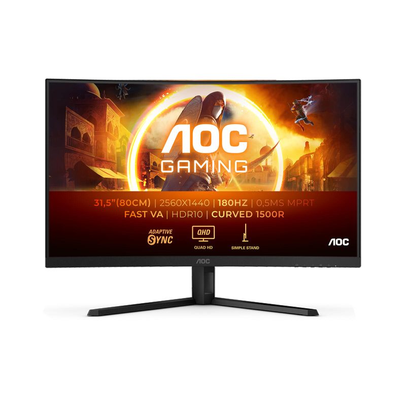Écran AOC G4 CQ32G4VE 81,3 cm (32") Quad HD (2560 x 1440 pixels), Fast VA-Panel, 0,5 ms, DisplayPort 1.4, HDMI 2.0
