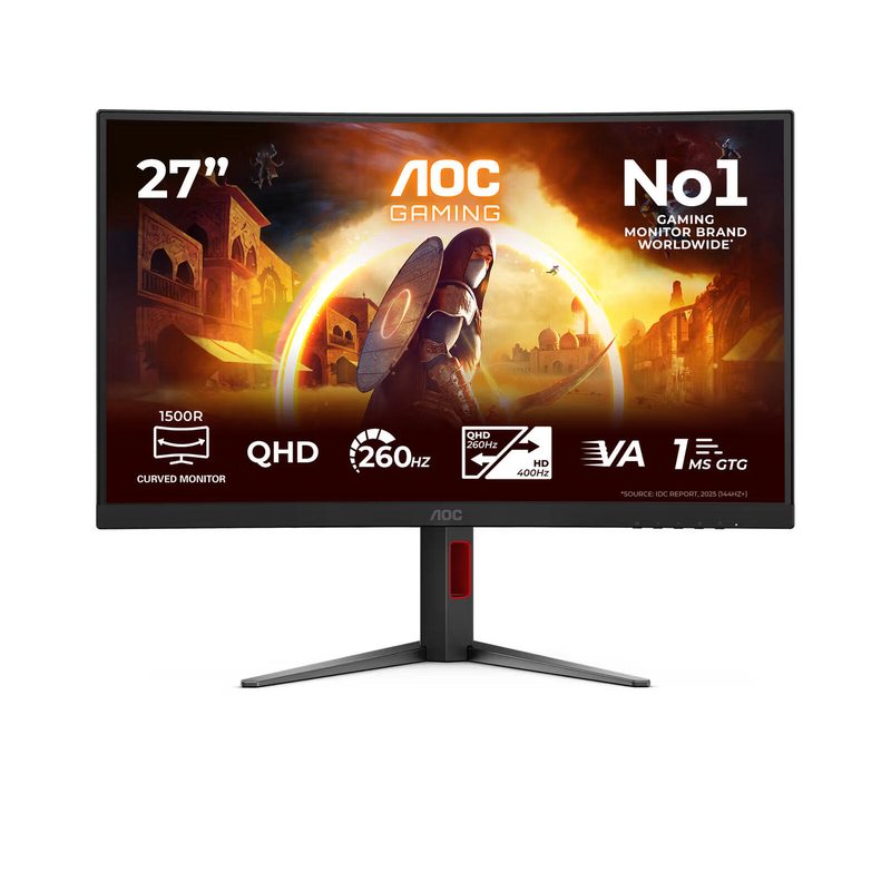 Écran gaming incurvé AOC CQ27G4Z2 68,5 cm (27") Quad HD, panneau VA rapide, 1 ms, 260 Hz, DisplayPort, HDMI