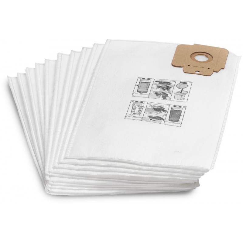 Sacs filtrants en non-tissé Kärcher pour CV 30/1, CV 38/1, CV 38/2, CV 48/2 (lot de 10) — lot de 10 pièces