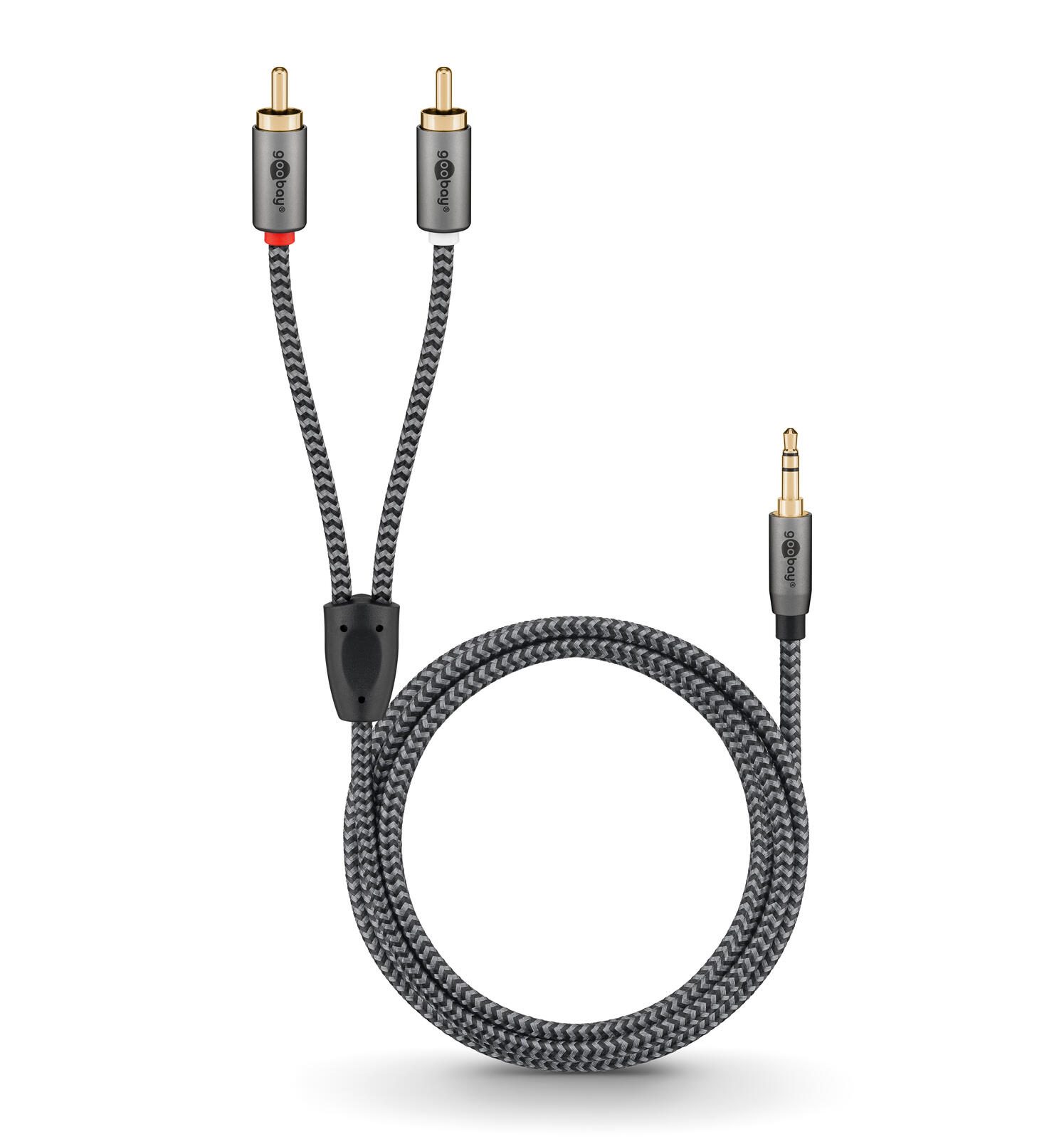 Câble goobay 3,5 mm Jack/Cinch 3,0 m argent, noir, 1 pièce