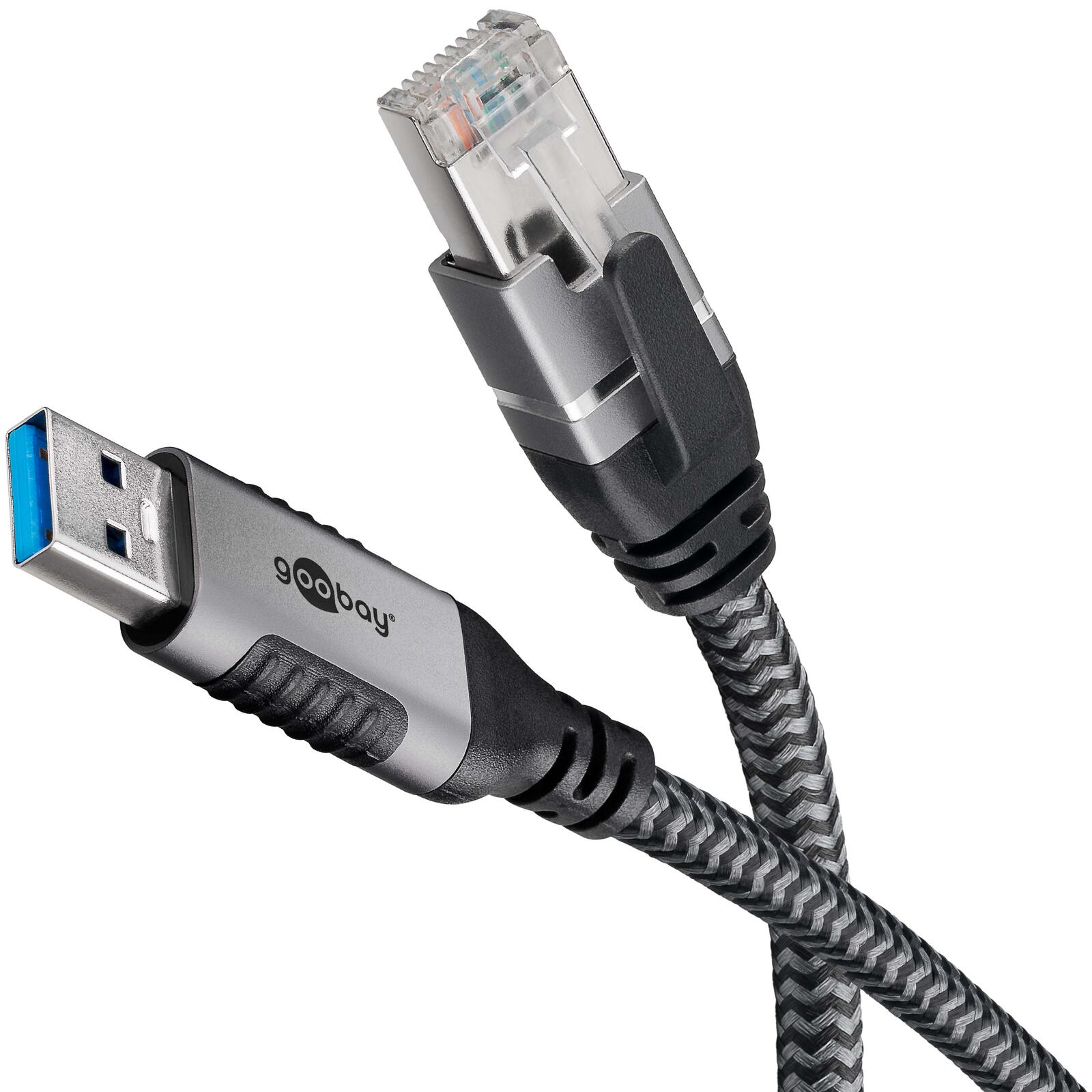 Câble goobay USB A 3.0/RJ45 1,0 m gris/noir, 1 pièce