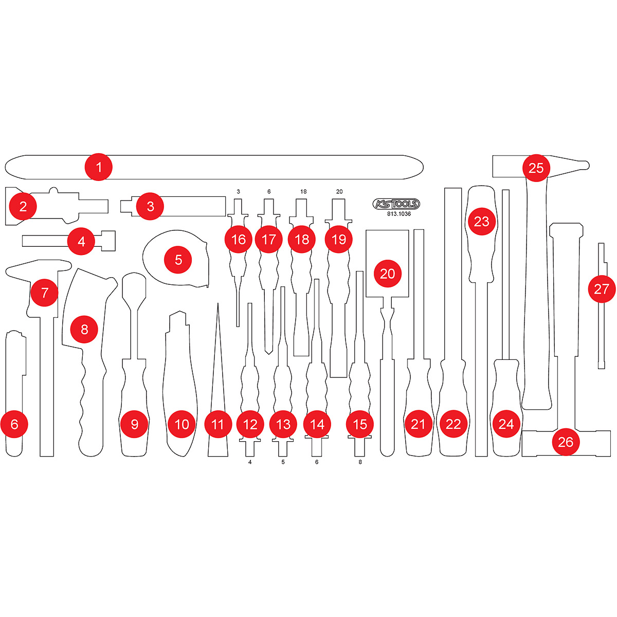 Insert en mousse vide pour 813.1036 de KS Tools