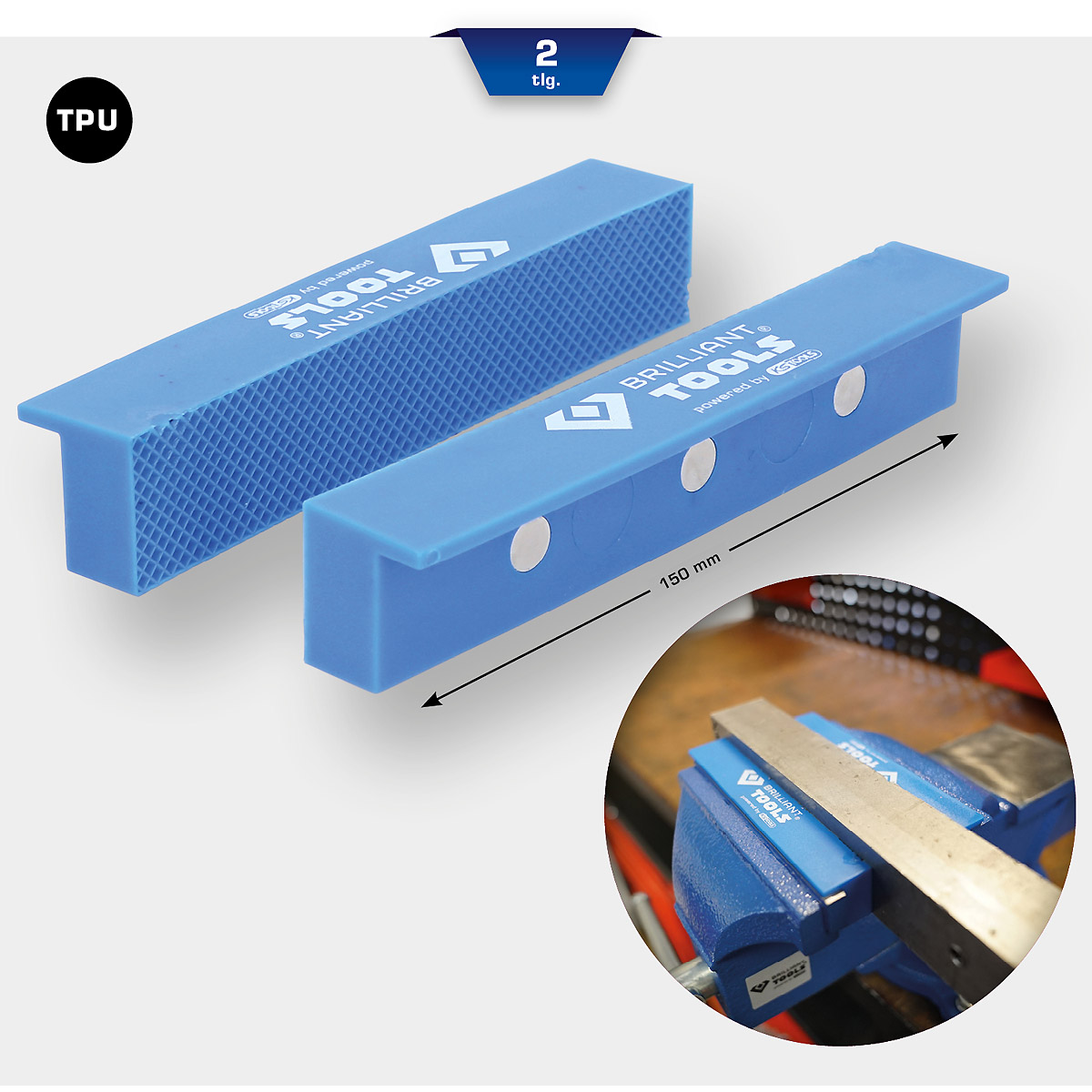 Mâchoires de protection pour étau Brilliant Tools, jeu de 2 pièces, plastique