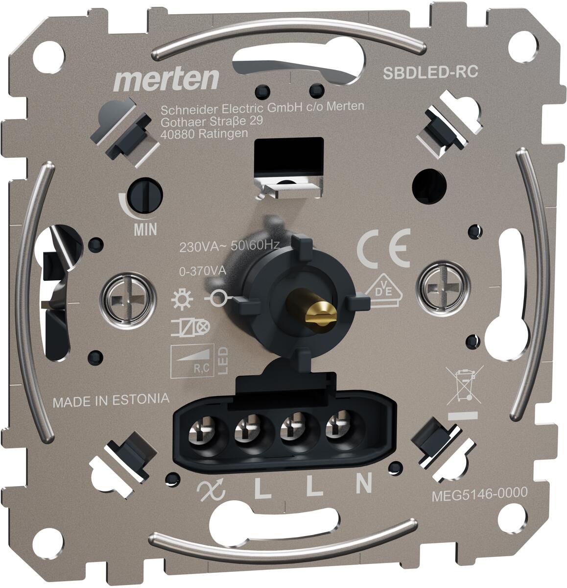 Merten MEG5146-0000 Multiwire LED variateur rotatif encastré, AC 230V, 50/60 Hz