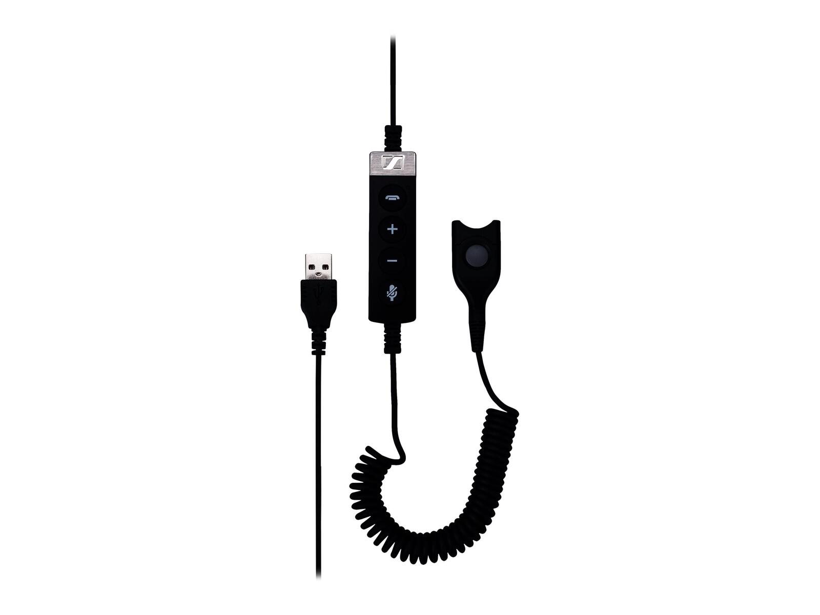 Câble adaptateur EPOS/SENNHEISER USB-ED CC 01 MS USB mâle vers EasyDisconnect mâle, 1,61 m, enroulé, télécommande à 4 boutons