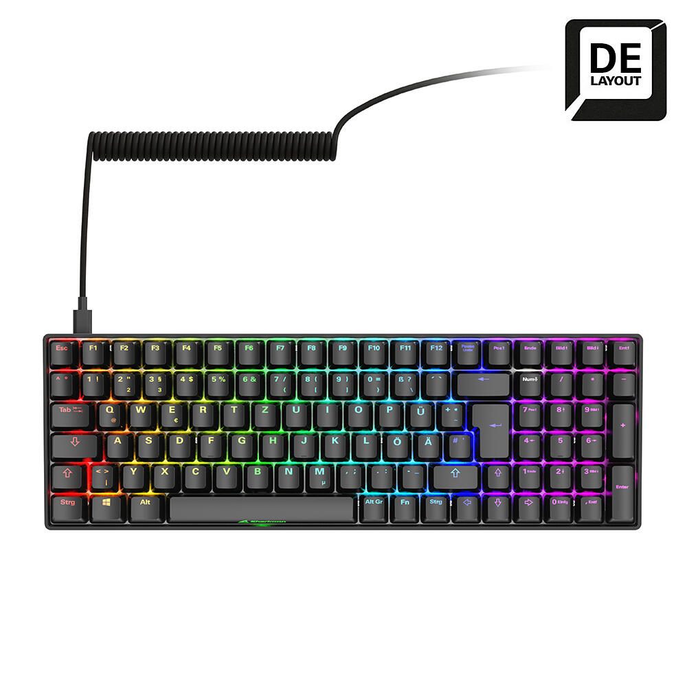 Clavier gaming Sharkoon SKILLER SGK50 S2 - disposition QWERTZ DE, noir, Gateron Brown, RGB, 96%, USB-C