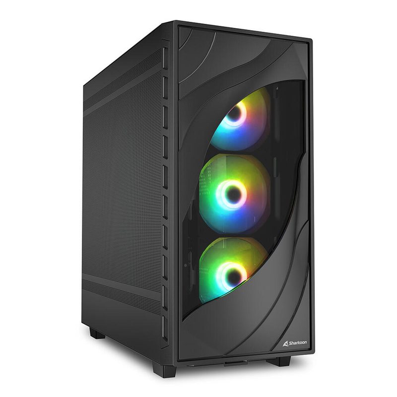 Boîtier PC Sharkoon Rebel C80M RGB ATX noir 2x USB 3.0, 1x Type-C, TRRS, panneau latéral en métal perforé, 4x ventilateurs 120 mm ARGB PWM, contrôleur ARGB