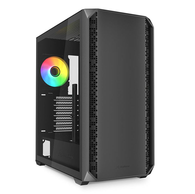 Boîtier PC Sharkoon AK2 RGB Black ATX noir 2x USB 3, 1x Type-C, TRRS, verre trempé, 1x ventilateur 120 mm, 1x ventilateur 120 mm ARGB PWM, contrôleur ARGB