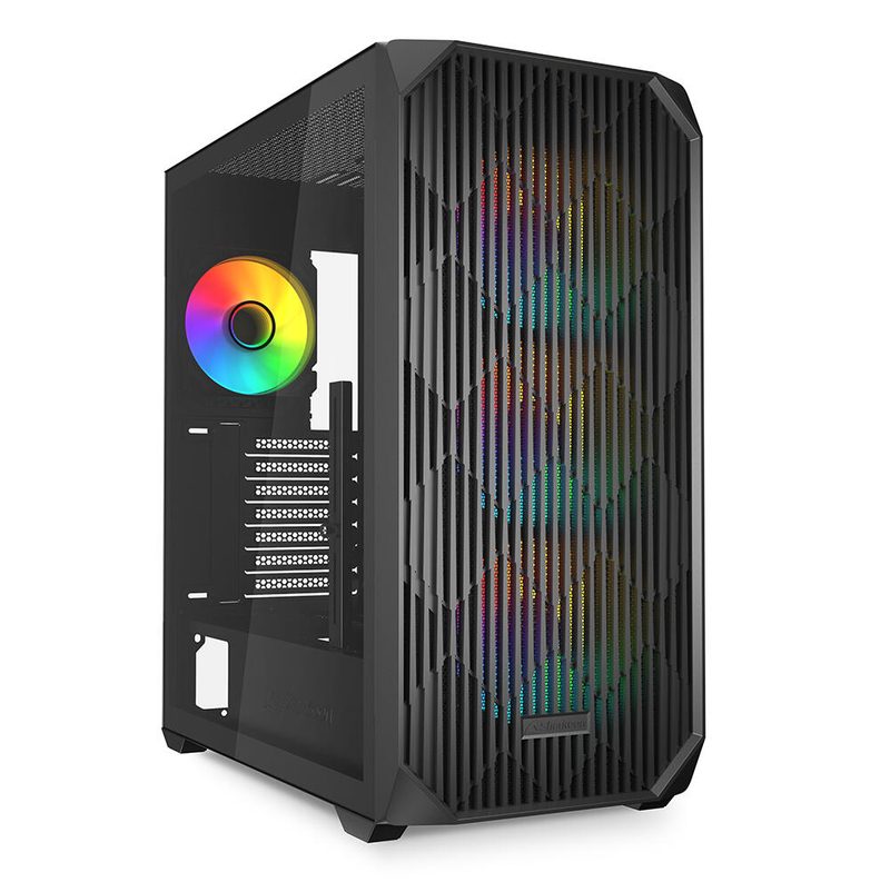 Boîtier PC Sharkoon AK3 RGB Black ATX noir 2x USB 3.0, 1x Type-C, TRRS, verre trempé, 4x ventilateurs 120 mm RGB PWM, contrôleur ARGB