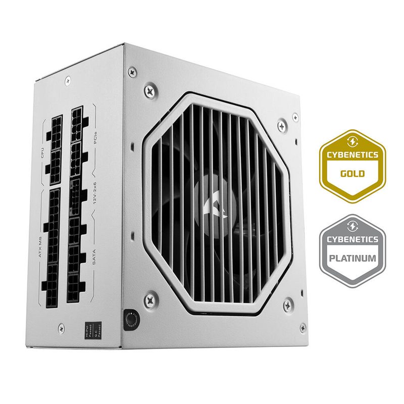 Alimentation Sharkoon Rebel P20 1200W blanc ATX 3.1 entièrement modulaire certifiée Cybenetics Gold