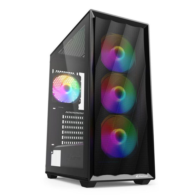 Boîtier PC Sharkoon VK4 Rainbow ATX Midi-Tower noir 2x ventilateurs RGB 120 mm