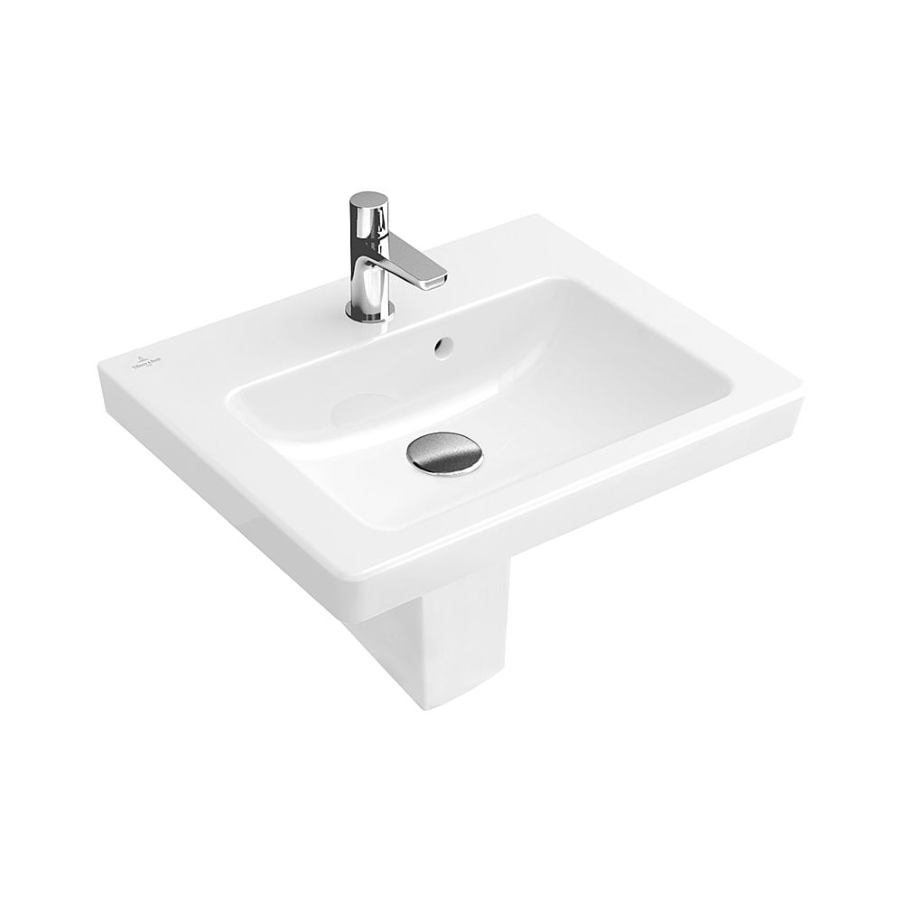 Lavabo Villeroy & Boch Subway 2.0 731550 500x400mm rectangulaire 1 trou de robinetterie avec trop-plein Blanc Alpin
