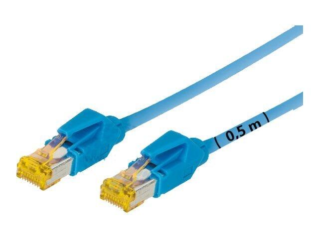 Câble de raccordement Cat. 6A (ISO/IEC), S/FTP, sans halogène, avec protection contre l'arrachement, bleu, 5,0 m